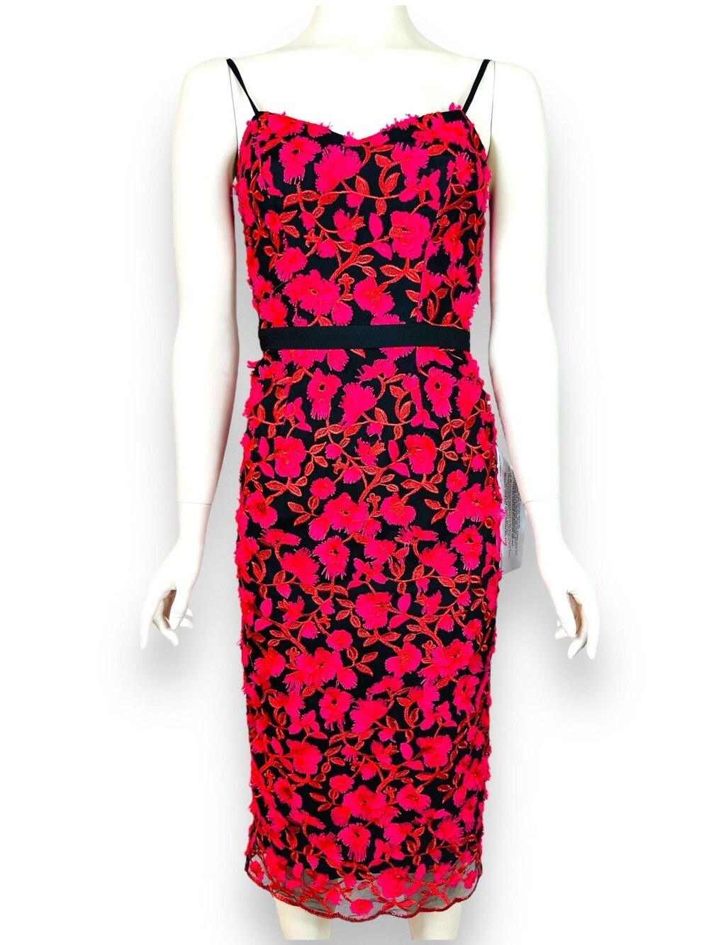 Dress The Population Midi Sheath Dress Women's XS Emma Floral Pink Black $228